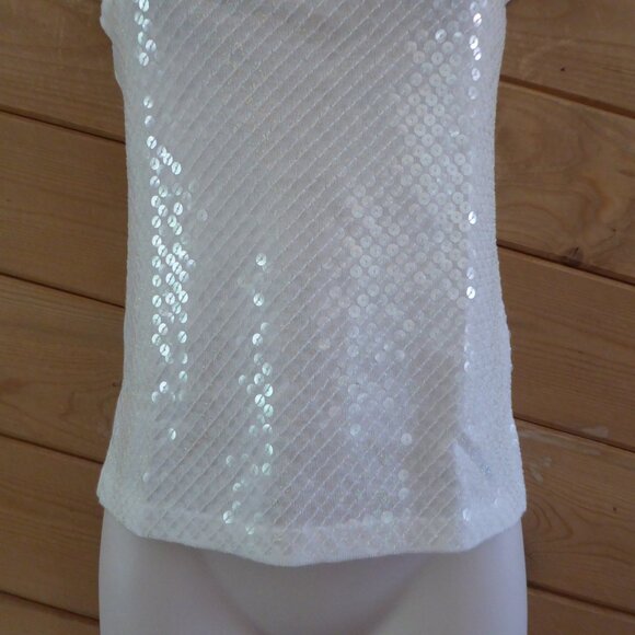 LA BREA Off White Knit Sequin Cami Sleeveless Stretchy Top S EUC - Picture 3 of 9